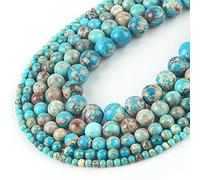 HZLXF1 Natural Stone Lake Blue Sea Sediment Turquoises Imperial Jaspers Beads 4/6/8/10/12MM Diy Beads For Jewelry Making (Color : Lake blue, Item Diameter : 8mm 48pcs beads)