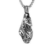 HZMAN 3D Anubis Necklace for Men Ancient Egypt Desert Grim Reaper Vintage Stainless Steel Pendant, 1.5In*0.75In, Metal, No Gemstone