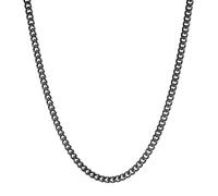 HZMAN 5mm Cuban Chain for Men Stainless Steel Men's Black Chain Diamond Cut Hip Hop Link Chains Necklace 16-30 Inch (18in)