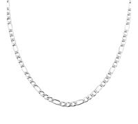 HZMAN 5mm Men Women 24K Real Gold Plated Figaro Chain Stainless Steel Chain Necklace Jewelry Gift 16"-30" (Silver,18in)