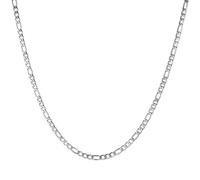 HZMAN 7mm Men Women 24K Real Gold Plated Figaro Chain Stainless Steel Chain Necklace Jewelry Gift 16"-30" (Silver,16in)