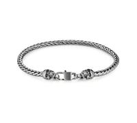 HZMAN 8.5In Rope Chain Bracelet for Men Women Goth Stainless Steel Skull/Feather Carving Link Bracelet, 8.5In, no gemstone