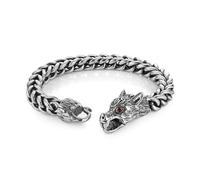 HZMAN 8.5In Stainless Steel Bracelet for Men Dragon/Snake/Wolf Cuban Link Chain 8mm Width Heavy Metal Punk Bracelet, 8.5In, Cubic Zirconia
