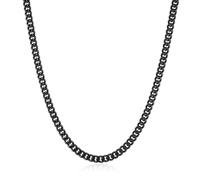 HZMAN 9mm Cuban Chain for Men Stainless Steel Men's Black Chain Diamond Cut Hip Hop Link Chains Necklace 16-30 Inch (16in)