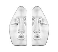 HZMAN Abstract Half Face Stud Earrings for Women, Brass Artistic Statement Earrings, Silver & Gold Tone Options, Minimalist Avant-Garde Jewelry Gift, M, Metal, No Gemstone