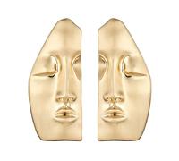HZMAN Abstract Half Face Stud Earrings for Women, Brass Artistic Statement Earrings, Silver & Gold Tone Options, Minimalist Avant-Garde Jewelry Gift, M, Metal, No Gemstone