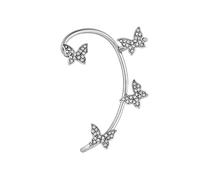 HZMAN Adjustable Elf Ear Cuff Earring for Women Stainless Steel No Piercing Ear Wrap Clip On Earrings Jewelry Gift, Left, Stainless Steel, No Gemstone