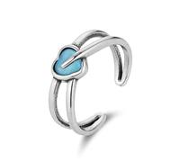 HZMAN Adjustable Open Heart Ring for Women, 7-9 Size, with Moonstone, Stainless Steel Statement Jewelry Gift, Metal, Moonstone