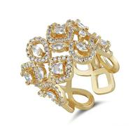 HZMAN Brass Crystal Adjustable Open Ring Collection, Multi-Style Statement Rings for Women & Men, Mix Cut & Paved Crystal Designs, Metal, Cubic Zirconia