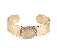 HZMAN Chunky Gold Cuff Bracelets for Women Vintage Rhinestone Wide Open Cuff Bangles, Statement Bracelet, Adjustable, Cubic Zirconia