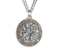 HZMAN Coin Necklace Men's Stainless Steel Retro Ecclesiastes Bible Verse Round Medal Necklace Jewelry Gift (Silver Gold)