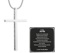 HZMAN Cross Necklace Gift for Family Stainless Steel Philippians 4:13 Bible Verse I CAN DO ALL THINGS Cross Necklace, Stainless Steel, No Gemstone