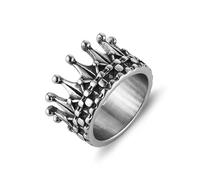 HZMAN Crown Ring for Men Women Stainless Steel Retro Kingdom Royal Crown Rings Jewelry Gift, Metal, No Gemstone