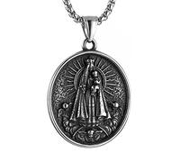 HZMAN Double Sided Stainless Steel St Joseph Necklace for Men Women Religious Saint Joseph Cross Christian Medal Amulet Pendant Jewelry Gift, Stainless Steel, No Gemstone