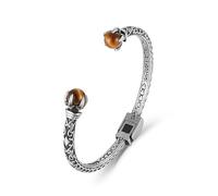 HZMAN Dragon Claw Tiger’s Eye Stainless Steel Cuff Bracelet for Men Women - Non-Adjustable Open Bangle, Symbolic Strength Jewelry Gift, L, no gemstone