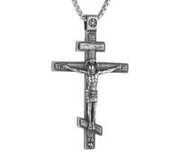 HZMAN Eastern Orthodox Cross Necklace for Men Retro Religious Jesus Crucifix Byzantine Cross Christian Pendant Necklace Jewelry Gift