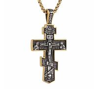 HZMAN Eastern Orthodox Cross Necklace for Men Women Retro Religious Jesus Crucifix Byzantine Cross Christian Pendant Jewelry Gift