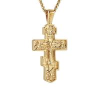 HZMAN Eastern Orthodox Cross Necklace for Men Women Retro Religious Jesus Crucifix Byzantine Cross Christian Pendant Jewelry Gift