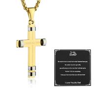 HZMAN Gift for Dad Son Cross Necklace Stainless Steel Bible Verse Philippians 4:13 I CAN DO ALL THINGS Cross Pendant, Stainless Steel, No Gemstone