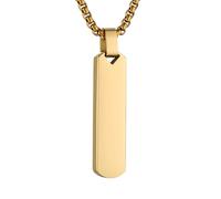 HZMAN Gold Bar Pendant Necklace for Men High Polished Simple Cool Stainless Steel Vertical Cuboid Bar Necklace Jewelry Gift