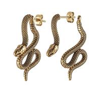 HZMAN Gothic Snake Earring Stainless Steel Punk Hip Hop Animal Snakes Piercing Earrings Party Jewelry Gift for Men Women (Gold)