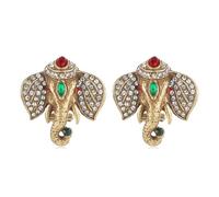 HZMAN Handmade Elephant Stud Earrings with Crystal Accents, Brass Statement Earrings for Women, Gift for Party
