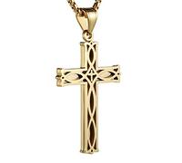 HZMAN Infinity Celtic Knot Cross Necklace for Men Stainless Steel Irish Knot Pendant Necklace Jewelry Gift (Gold)