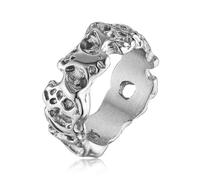 HZMAN Irregular Potholed Ring for Men Women Peculiar Stainless Steel Silver Ring Biker Wedding Cocktail Party Jewelry, Metal, No Gemstone