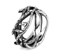 HZMAN Jesus Crown of Thorns Ring for Men Gothic Stainless Steel Ring Jewelry Gift (Silver,11)