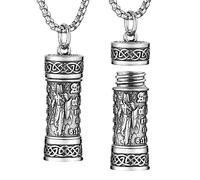 HZMAN Knights Templar Cremation Ashes Container Necklace Stainless Steel Commemorative Pendant for Men Soldier