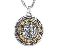 HZMAN Knights Templar Necklace for Men Stainless Steel Medieval Red Cross Necklace Pendant Jewelry Gift (Silver Gold)