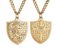 HZMAN Knights Templar Put On The Whole Armor of God Ephesians 6:13-17 Red Cross Design Stainless Steel Necklace for Men, Stainless Steel, No Gemstone