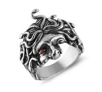 HZMAN Medusa Ring for Men Women Stainless Steel Gothic Punk Gorgon Ring Retro Greek Mythology Medusa Snake Rings Jewelry Gift (Size,12)