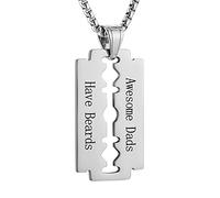HZMAN Mens Stainless Steel Razor Blade Model Dog Tag Pendant Hip Hop Necklace,22+2" Chain, Stainless Steel, No Gemstone