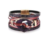 HZMAN MultiLayer Boho Leather Wrap Energy Stone Bracelet for Women Crater Shape Cuff Bangle Bracelets Jewelry Gift, 7.5In, Leather, Cubic Zirconia