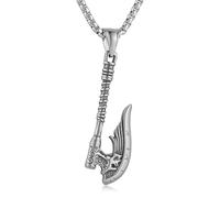HZMAN Nordic Viking Axe Necklace for Men Warrior Stainless Steel Retro Double Axe Head Pendant Necklace Jewelry Gift, Stainless Steel, No Gemstone
