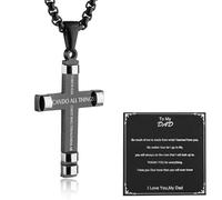 HZMAN Philippians 4:13 Cross Pendant STRENGTH Bible Verse Stainless Steel Necklace 3 Colors Available, Stainless Steel, No Gemstone