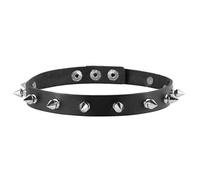 HZMAN Punk Goth Metal Spike Studded Choker Necklace for Women Men Black PU Leather Collar Choker Necklace (Black)