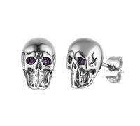 HZMAN Punk Gothic Earrings for Men Women Stainless Steel Skull Stud Earrings Lightweight hypoallergenic