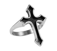 HZMAN Retro Simple Unisex Christian Stainless Steel Religious Cross Ring., 7 UK, Metal