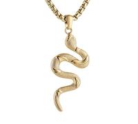 HZMAN Retro Snake Necklace for Men Women Stainless Steel Gothic Punk Hip Hop Animal Pendant Biker Party Jewelry Gift, Stainless Steel, No Gemstone