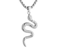 HZMAN Retro Snake Necklace for Men Women Stainless Steel Gothic Punk Hip Hop Animal Pendant Biker Party Jewelry Gift, Stainless Steel, No Gemstone