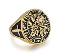 HZMAN Retro Stainless Steel Ring for Men Inspirational Bible Verse Cross Ring Christian Faith Jewelry Gift, Metal, No Gemstone