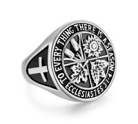 HZMAN Retro Stainless Steel Ring for Men Inspirational Bible Verse Cross Ring Christian Faith Jewelry Gift, Metal, No Gemstone