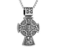 HZMAN Russian Eastern Orthodox Cross Necklace for Men Retro Religious Cross Pendant Christian Jewelry Gift