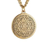 HZMAN Seal of Solomon Necklace for Men Stainless Steel Retro Hexagram Star of David Necklace Talisman Pendant Jewelry Gift, Stainless Steel, No Gemstone