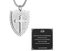 HZMAN Shield Armor of God Ephesians 6:16-17, Faith Cross Stainless Steel Pendant Necklace, Stainless Steel, No Gemstone