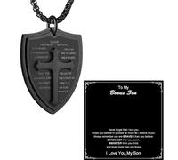 HZMAN Shield Armor of God Ephesians 6:16-17, Faith Cross Stainless Steel Pendant Necklace, Stainless Steel, No Gemstone