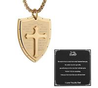 HZMAN Shield Armor of God Ephesians 6:16-17, Faith Cross Stainless Steel Pendant Necklace, Stainless Steel, No Gemstone
