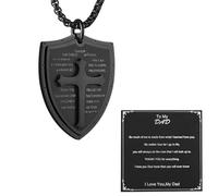 HZMAN Shield Armor of God Ephesians 6:16-17, Faith Cross Stainless Steel Pendant Necklace, Stainless Steel, No Gemstone